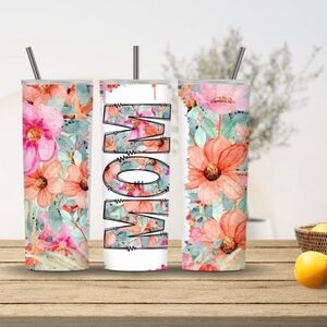 Floral Tumbler Set with Straws